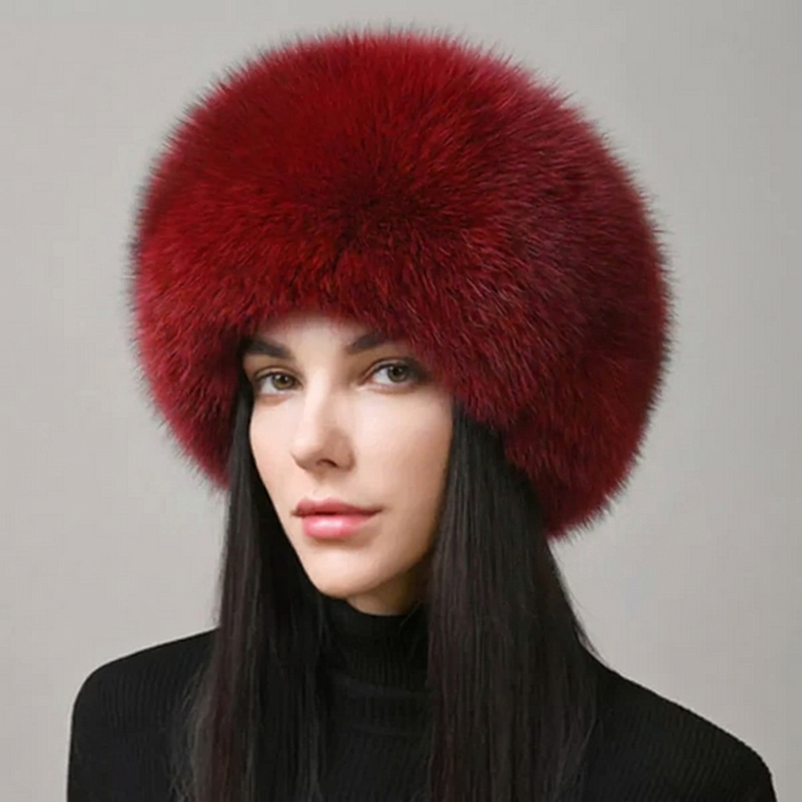 Faux-Natural Fox Fur Winter Hat with Earmuffs