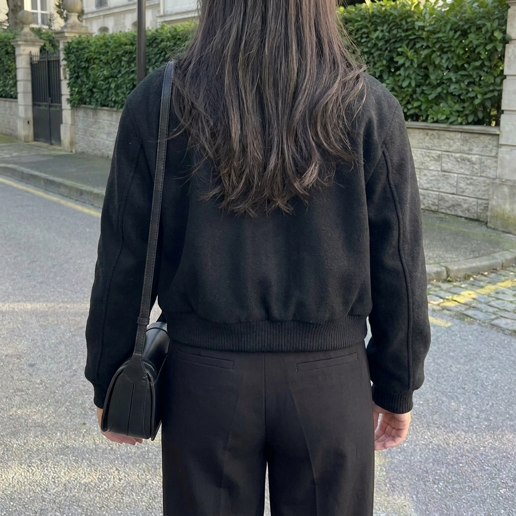 Cropped Button-Front Bomber Jacket