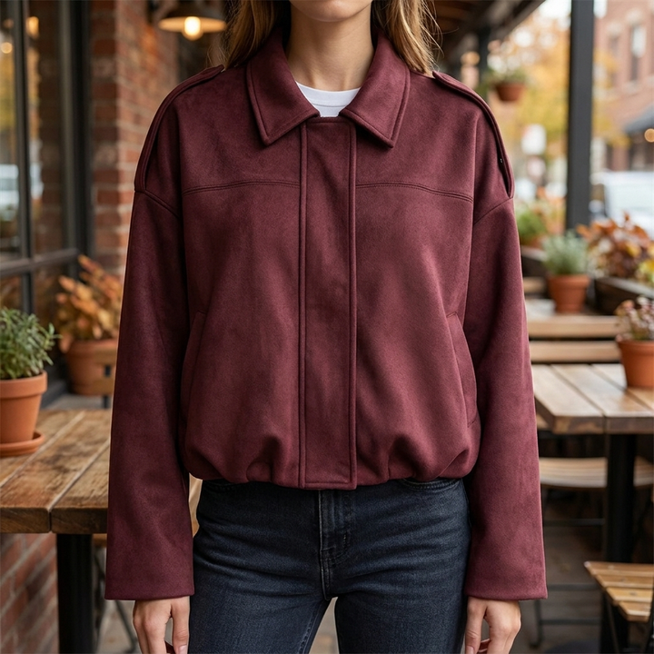 Addison Cropped Zip-Up Bomber Jacket – Stylish Everyday Layer