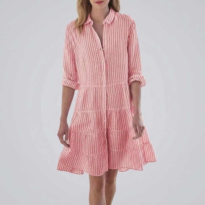 Striped Button-Front Midi Dress