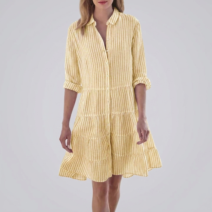 Striped Button-Front Midi Dress