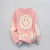 Oversized Smiley Print Sweater for Women