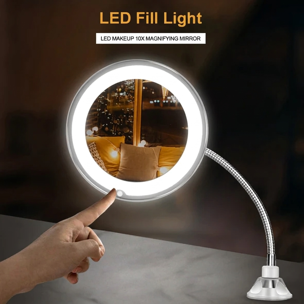 LED Lighted 10X Flexible Mirror