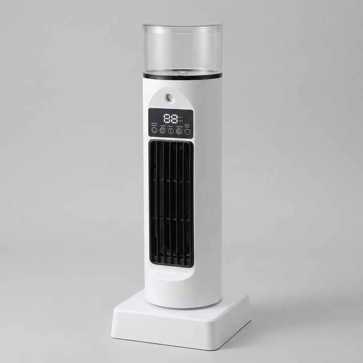 Portable Desktop Air Cooler Fan with Humidifier, USB Powered, Bladeless, 6-Speed, Remote Control